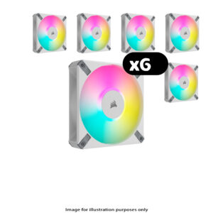 6x Corsair iCUE AF120 ELITE RGB – 120mm, White