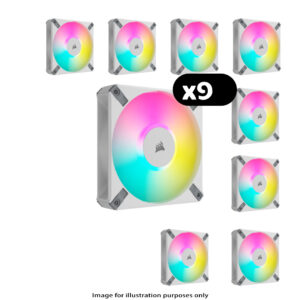 9x Corsair iCUE AF120 ELITE RGB – 120mm, White