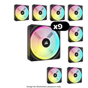9x Corsair iCUE LINK QX120 RGB – 120mm, Black