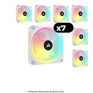 7x Corsair iCUE LINK QX120 RGB – 120mm, White